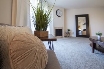 This is a photo of a fireplace in the 980 square foot 2 bedroom apartment at Fairfield Pointe Apartments in Fairfield, OH.
